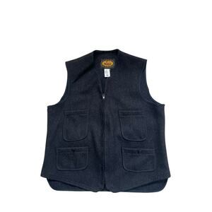 VTG Woolrich Wool Pinstripe Utility Sport Sportsman Hunting Vest Black Size 12‎